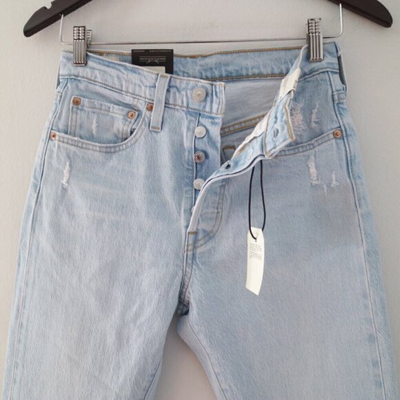 NWT Levis 501 Light Blue Wash High Rise Skinny Cropped Denim Jeans Size 26 - Picture 6 of 8